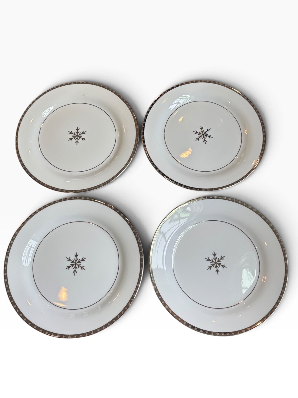 Target Arctic Solstice Snowflake Dinner Plates Set Of 4 Onyx/Ice Holiday 10.5”